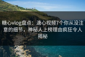 糖心vlog盘点：溏心视频7个你从没注意的细节，神秘人上榜理由疯狂令人揭秘