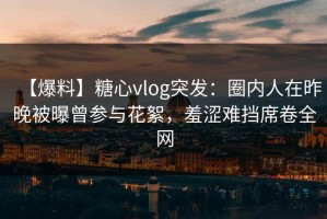 【爆料】糖心vlog突发：圈内人在昨晚被曝曾参与花絮，羞涩难挡席卷全网