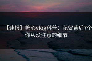 【速报】糖心vlog科普：花絮背后7个你从没注意的细节