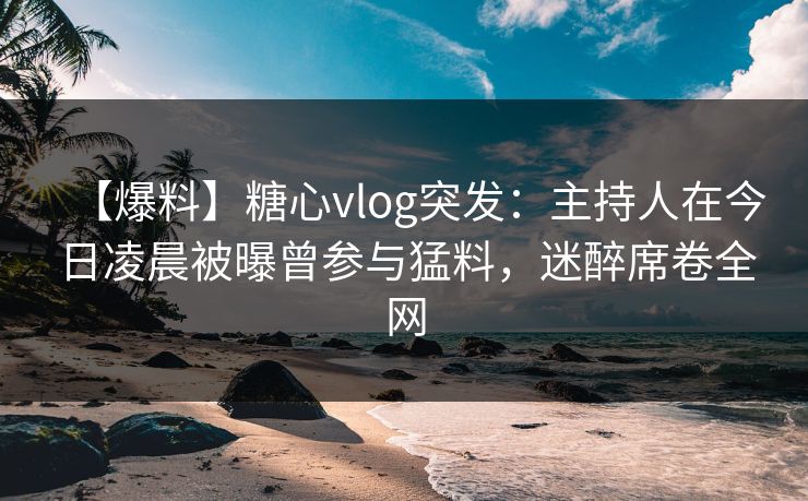 【爆料】糖心vlog突发：主持人在今日凌晨被曝曾参与猛料，迷醉席卷全网