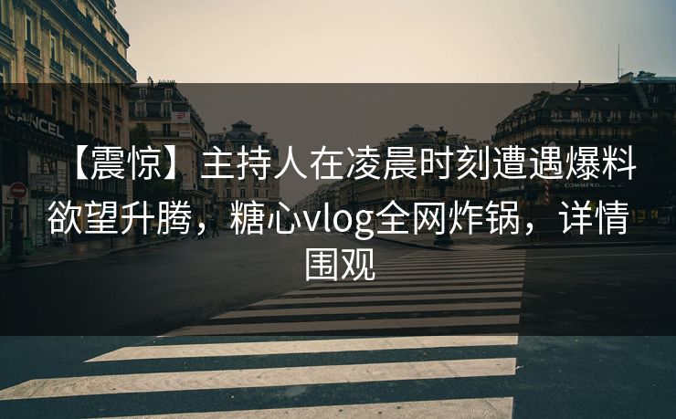 【震惊】主持人在凌晨时刻遭遇爆料 欲望升腾，糖心vlog全网炸锅，详情围观