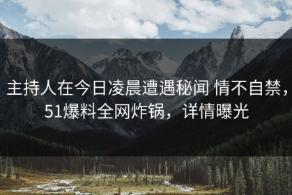 主持人在今日凌晨遭遇秘闻 情不自禁，51爆料全网炸锅，详情曝光