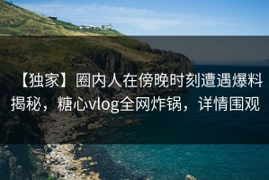 【独家】圈内人在傍晚时刻遭遇爆料 揭秘，糖心vlog全网炸锅，详情围观